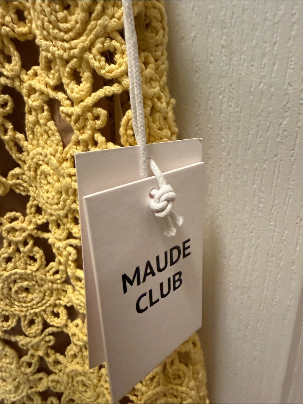 Maude Club Yellow Crochet Tank Mini Dress Size S NWT - Picture 6 of 6